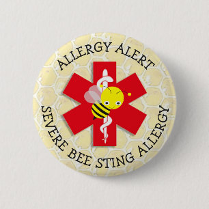 Badge Rond 5 Cm Bouton d'alerte d'allergie à l'EBE sévère STING