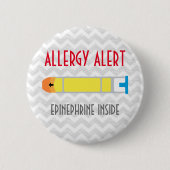 Badge Rond 5 Cm Bouton d'alerte d'allergie d'adrénaline (Devant)