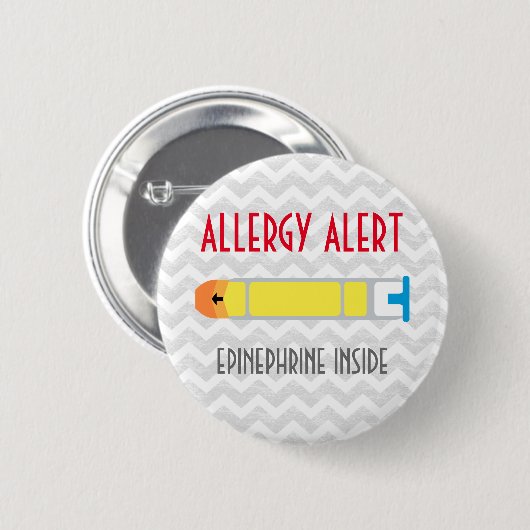 Badge Rond 5 Cm Bouton d'alerte d'allergie d'adrénaline (Devant & derrière)