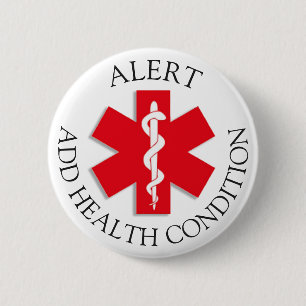 Badge Rond 5 Cm Bouton d'alerte Médicale personnalisé