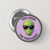 Badge Rond 5 Cm Bouton d'alien cool (Devant & derrière)