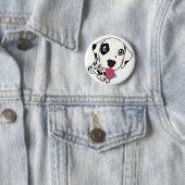 BADGE ROND 5 CM BOUTON DALMATIEN DE CHIOT (En situation)