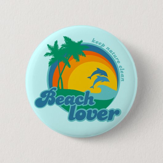 Badge Rond 5 Cm Bouton d'amant de plage (Devant)