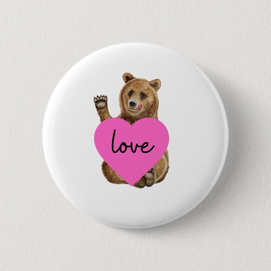 Badge Rond 5 Cm Bouton d'amour de l'ours (Devant)