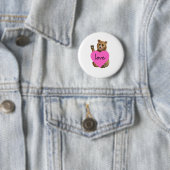 Badge Rond 5 Cm Bouton d'amour de l'ours (En situation)