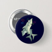 Badge Rond 5 Cm Bouton d'amour du requin (Devant & derrière)