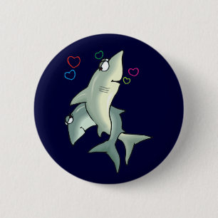 Badge Rond 5 Cm Bouton d'amour du requin