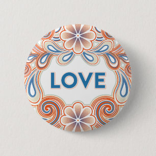 Badge Rond 5 Cm Bouton d'amour vintage avec des fleurs
