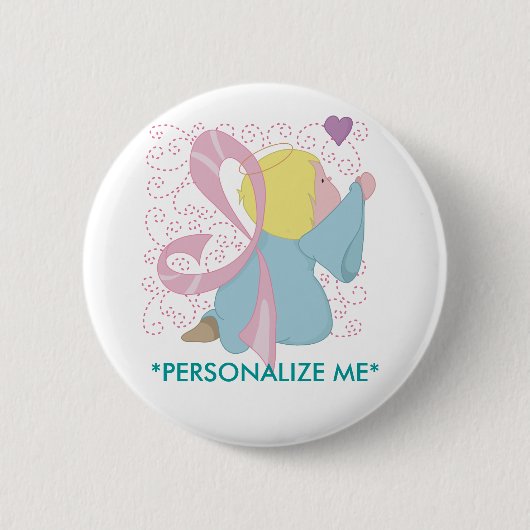 Badge Rond 5 Cm Bouton d'ange de cancer du sein (Devant)