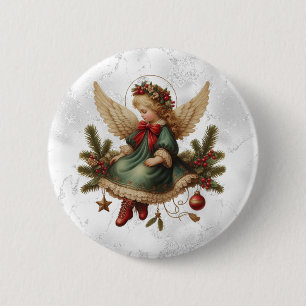 Badge Rond 5 Cm Bouton d'ange de Noël vintage