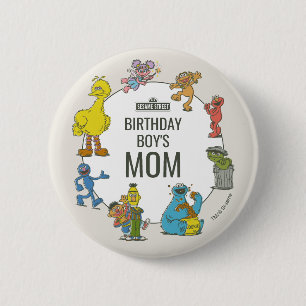 Badge Rond 5 Cm Bouton d'anniversaire aux personnages vintage de 1