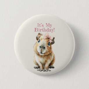 Badge Rond 5 Cm Bouton d'anniversaire Capybara • Fête mignonne en