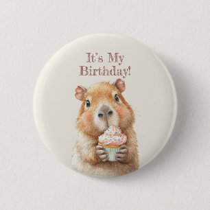 Badge Rond 5 Cm Bouton d'anniversaire Capybara • Fête mignonne en