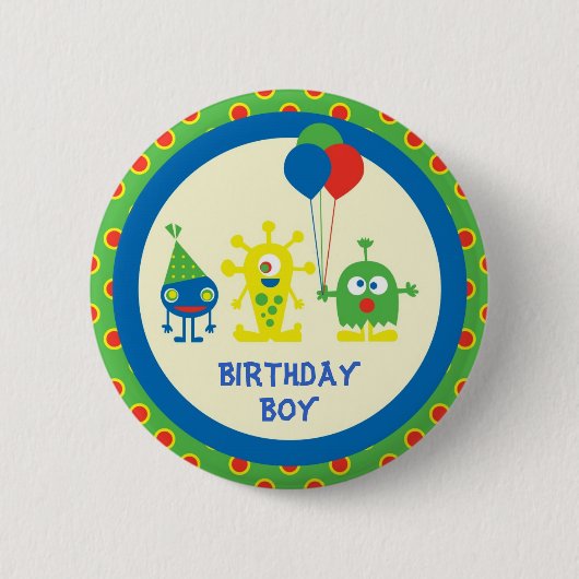 Badge Rond 5 Cm Bouton d'anniversaire de coup de monstre (Devant)