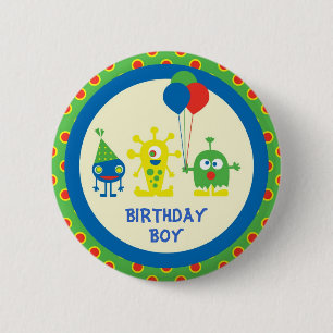Badge Rond 5 Cm Bouton d'anniversaire de coup de monstre