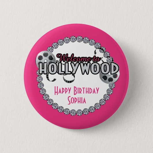 Badge Rond 5 Cm Bouton d'anniversaire de Hollywood (Devant)