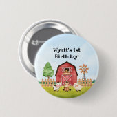 Badge Rond 5 Cm Bouton d'anniversaire de la ferme (Devant & derrière)