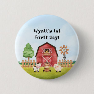 Badge Rond 5 Cm Bouton d'anniversaire de la ferme