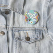 Badge Rond 5 Cm Bouton d'anniversaire de l'arc-en-ciel (En situation)