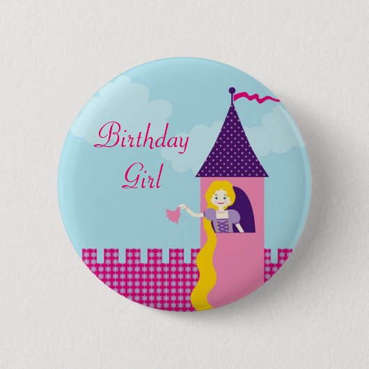 Badge Rond 5 Cm Bouton d'anniversaire de Rapunzel (Devant)