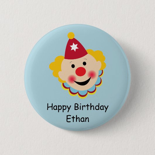 Badge Rond 5 Cm Bouton d'anniversaire de visage de clown (Devant)