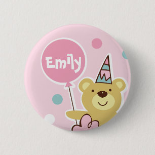 Badge Rond 5 Cm Bouton d'anniversaire d'ours de nounours -