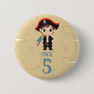 Badge Rond 5 Cm Bouton d'anniversaire du pirate