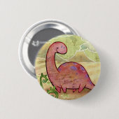 Badge Rond 5 Cm Bouton d'Apatosaurus (Devant & derrière)