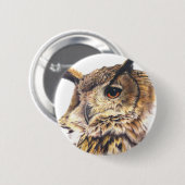 Badge Rond 5 Cm Bouton d'aquarelle de hibou d'aigle (Devant & derrière)