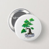 Badge Rond 5 Cm Bouton d'aquarelle Green Bonsai (Devant & derrière)