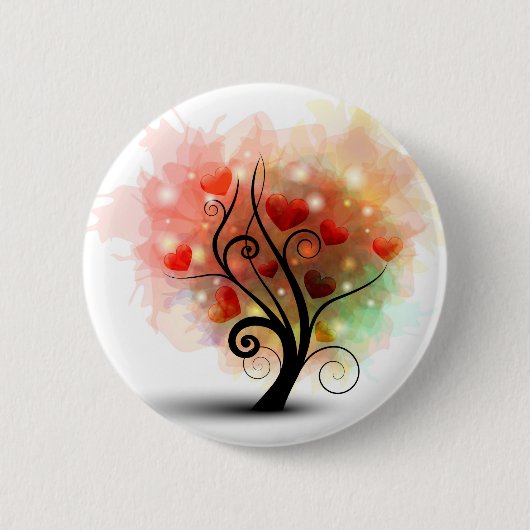 Badge Rond 5 Cm Bouton d'arbre de coeur (Devant)