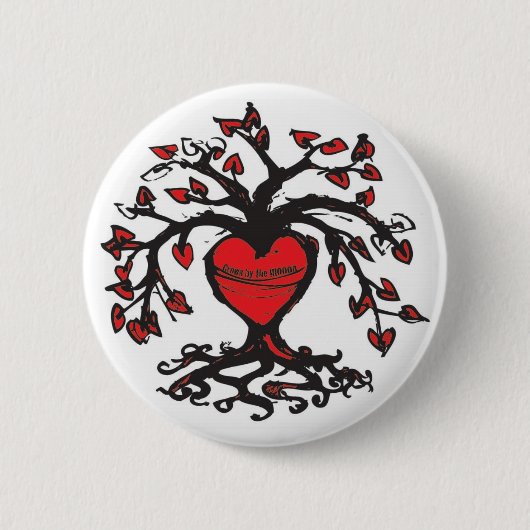 Badge Rond 5 Cm Bouton d'arbre de coeur (Devant)