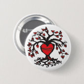 Badge Rond 5 Cm Bouton d'arbre de coeur (Devant & derrière)