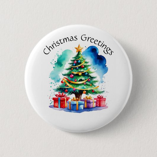 Badge Rond 5 Cm Bouton d'arbre de Noël (Devant)