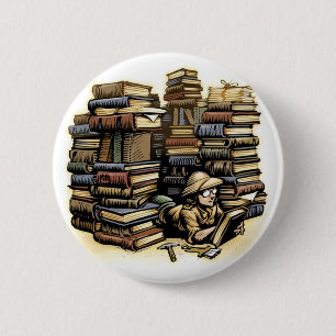 Badge Rond 5 Cm Bouton d'archéologue de livre