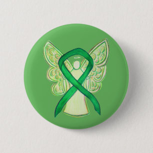 Badge Rond 5 Cm Bouton d'art Angel de la sensibilisation verte