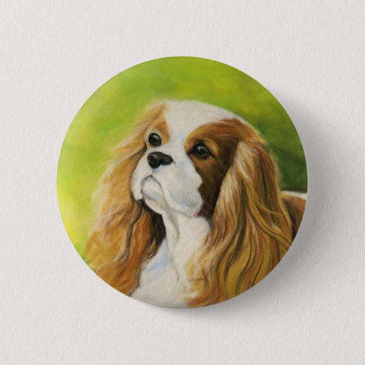 Badge Rond 5 Cm Bouton d'art de chien "d'épagneul cavalier du Roi (Devant)