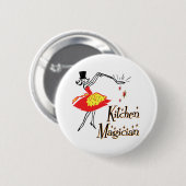 Badge Rond 5 Cm Bouton d'art de la Cuisine rétro du magicien de cu (Devant & derrière)