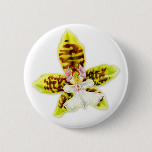 Badge Rond 5 Cm Bouton d'art de la fleur d'orchidée
