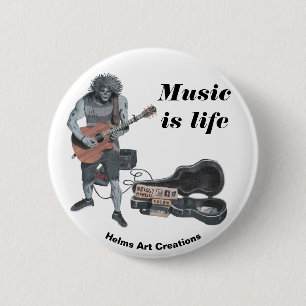 Badge Rond 5 Cm Bouton d'art de l'Imaginaire de musique acoustique