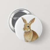 Badge Rond 5 Cm Bouton d'art de Rabbitt "de lapin bronzage" (Devant & derrière)