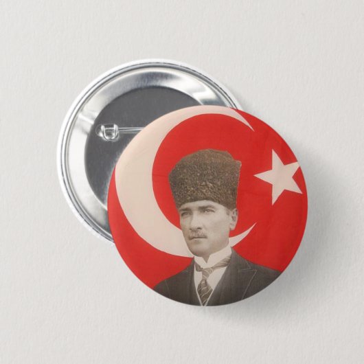 Badge Rond 5 Cm Bouton d'Ataturk (Devant & derrière)