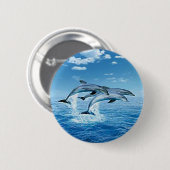 Badge Rond 5 Cm Bouton Dauphins d'air (Devant & derrière)