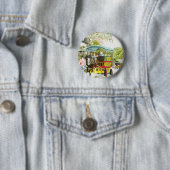Badge Rond 5 Cm Bouton "d'autobus de cheval de Polperro" (En situation)