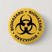 Badge Rond 5 Cm Bouton d'avertissement de danger biologique (Devant)
