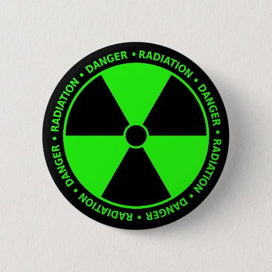 Badge Rond 5 Cm Bouton d'avertissement de rayonnement vert (Devant)