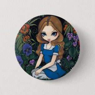 Badge Rond 5 Cm Bouton de "Alice et des fleurs"
