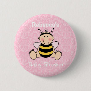Badge Rond 5 Cm Bouton de Baby shower d'abeille personnalisé
