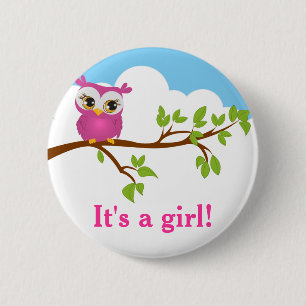 Badge Rond 5 Cm Bouton de Baby shower de chouette pour bébé