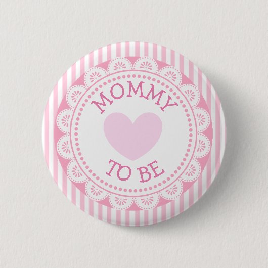 Badge Rond 5 Cm Bouton de Baby shower de coeur rose pour maman (Devant)